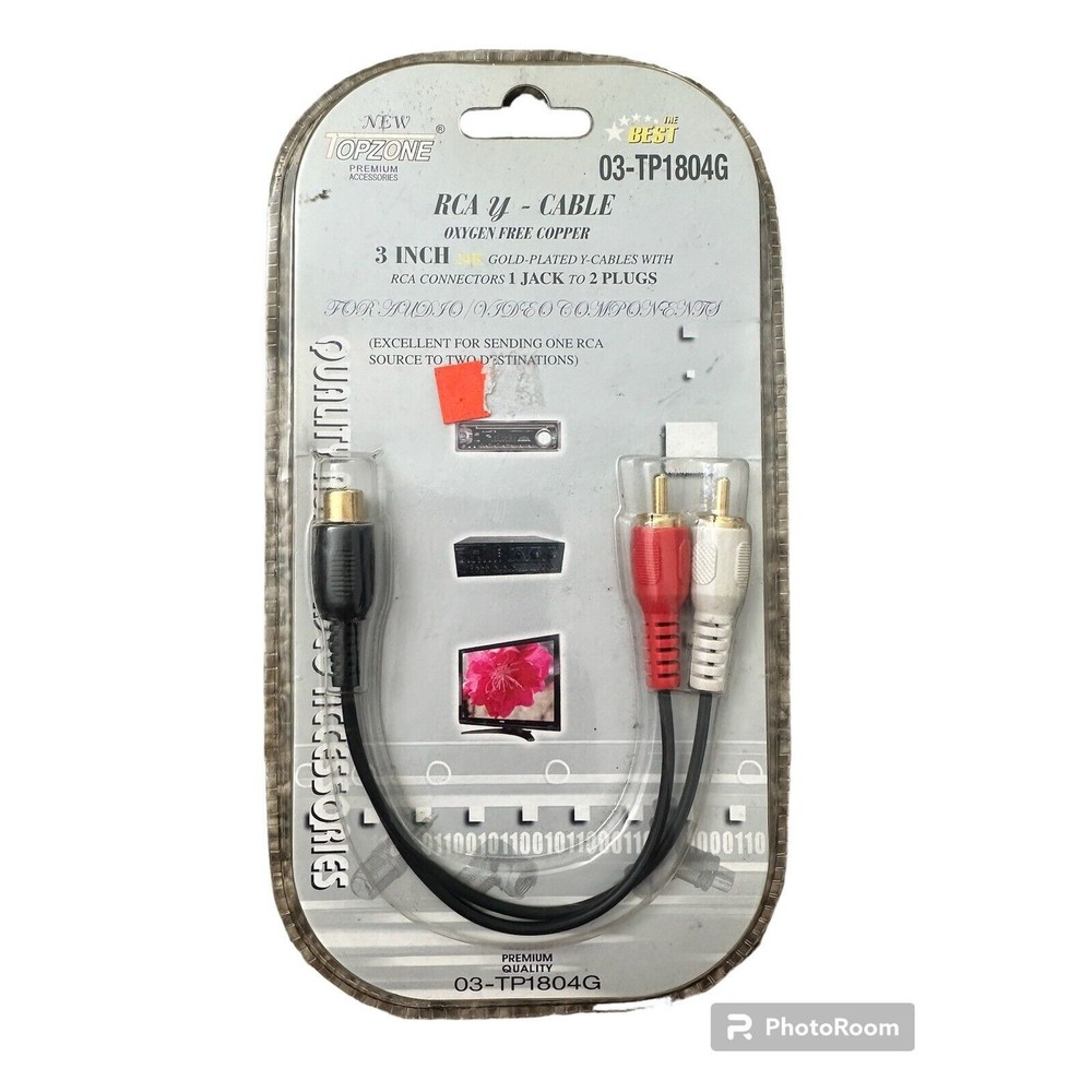 Topzone - RCA Male to RCA Female Signal Splitter Cable, Black RCA to RCA Split